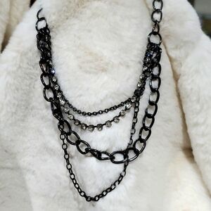 MULTISTRAND NECKLACE BLACK SILVER